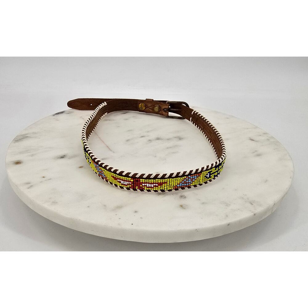 Vintage Kids' Southwestern Native‎ Beaded Leather Belt